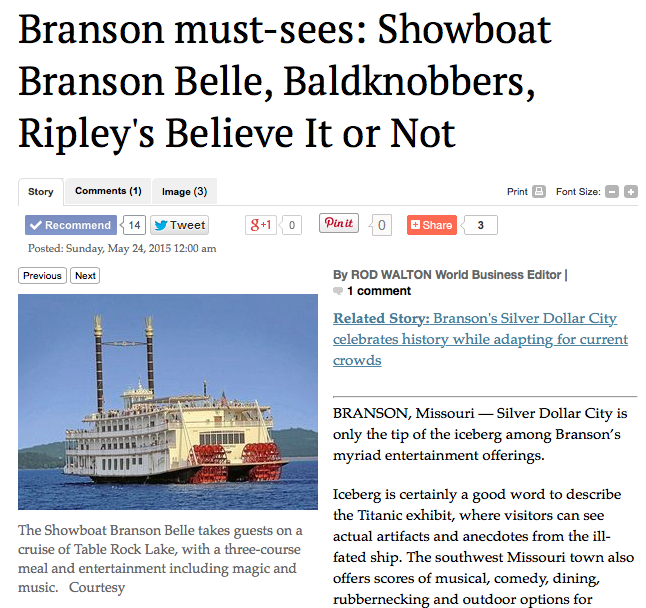 Showboat Branson Belle, Baldknobbers, Ripley’s Believe It Or Not