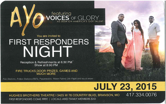 AYO Featuring Voices of Glory will host a special show honoring first responders!