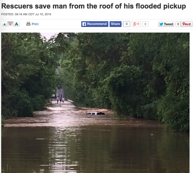 Rescuers save man from the roof of his flooded pickup