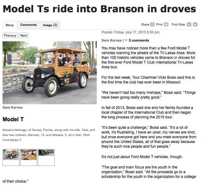 Model Ts invade Branson