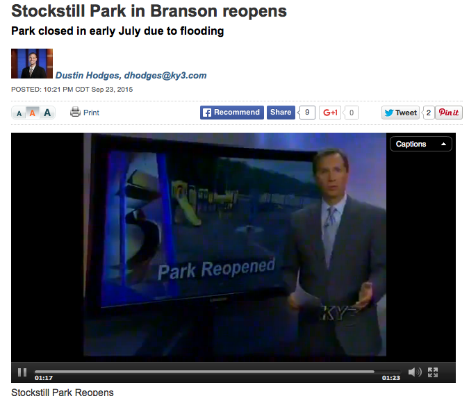 Stockstill Park in Branson reopens