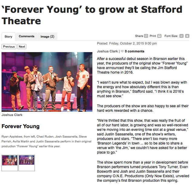 ‘Forever Young’ to grow at Stafford Theatre