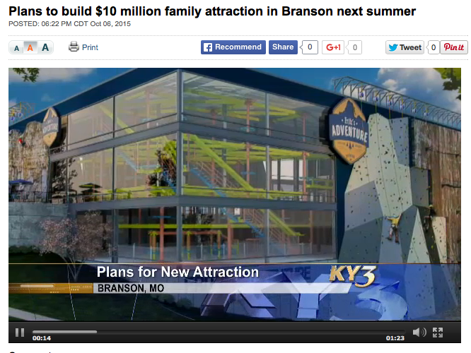Plans to build $10 million family attraction in Branson next summer